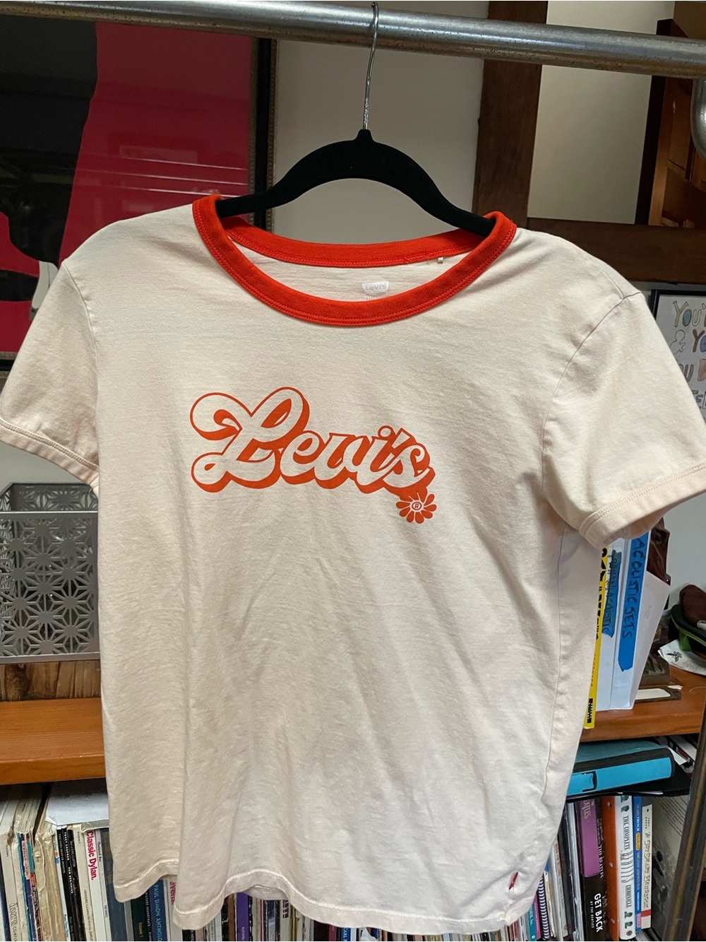 Levi's Cream Tee with Orange Trim and Logo